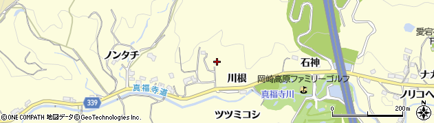 愛知県岡崎市駒立町川根23周辺の地図