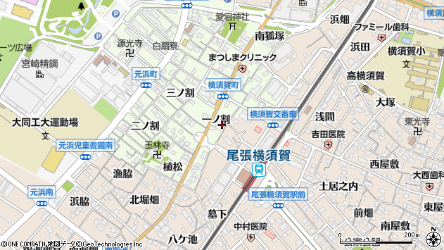 〒477-0036 愛知県東海市横須賀町の地図