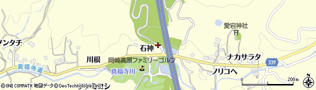 愛知県岡崎市駒立町（石神）周辺の地図