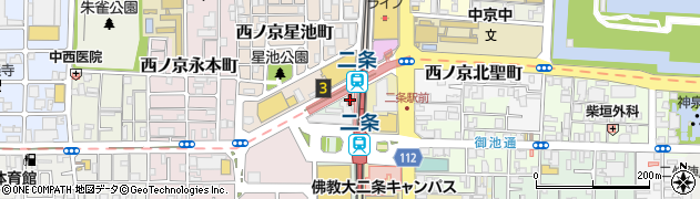京都市交通局　二条駅定期券発売所周辺の地図
