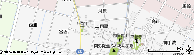 愛知県豊田市畝部西町（西裏）周辺の地図