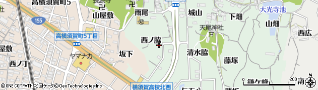 愛知県東海市大田町（西ノ脇）周辺の地図