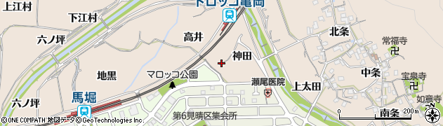 京都府亀岡市篠町山本（神田）周辺の地図
