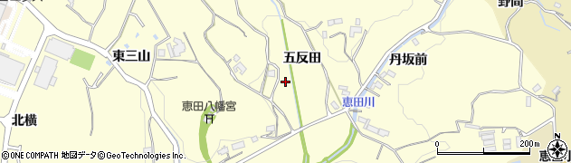 愛知県岡崎市恵田町（五反田）周辺の地図