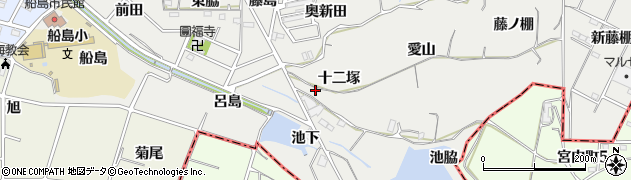 愛知県東海市富木島町（十二塚）周辺の地図