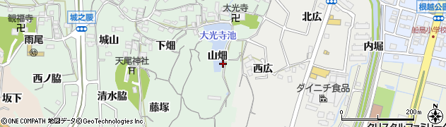 愛知県東海市大田町（山畑）周辺の地図