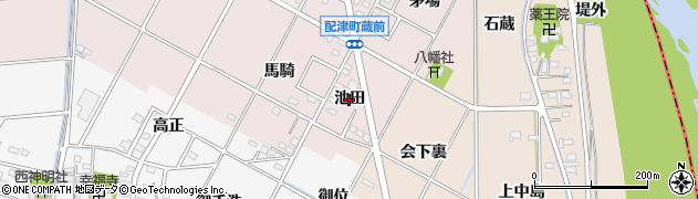 愛知県豊田市配津町（池田）周辺の地図