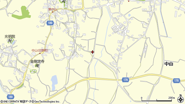 〒529-1658 滋賀県蒲生郡日野町中山の地図