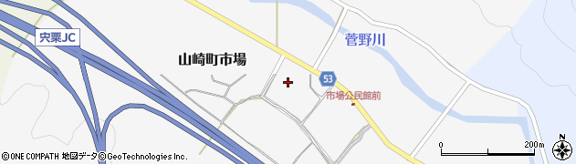 兵庫県宍粟市山崎町市場周辺の地図