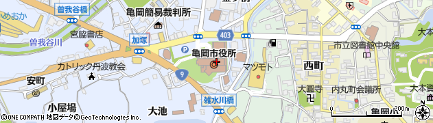 亀岡市役所周辺の地図