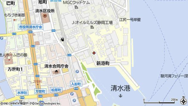 〒424-0824 静岡県静岡市清水区新港町の地図