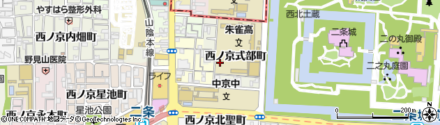 京都府京都市中京区西ノ京式部町周辺の地図