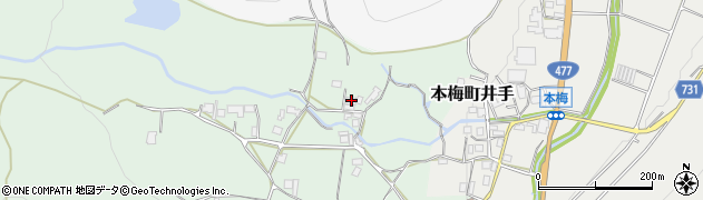 京都府亀岡市本梅町西加舎北山周辺の地図