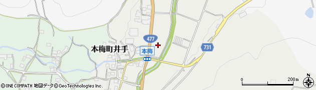 京都府亀岡市本梅町井手（上早田）周辺の地図
