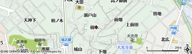愛知県東海市大田町（樹木）周辺の地図