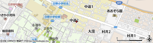 滋賀県蒲生郡日野町中道2丁目周辺の地図