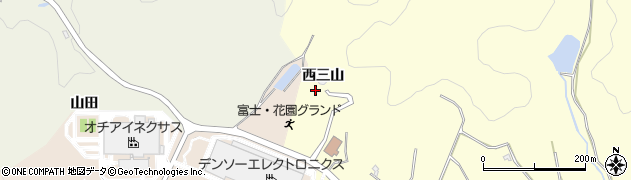 愛知県岡崎市恵田町（西三山）周辺の地図