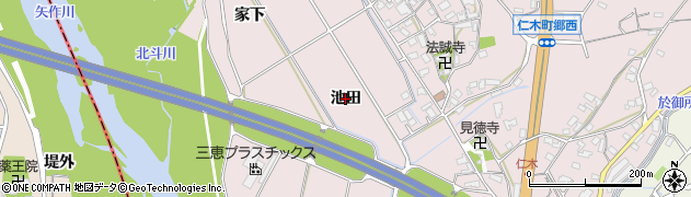 愛知県岡崎市仁木町（池田）周辺の地図
