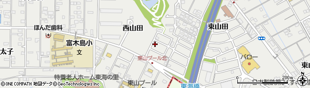 愛知県東海市富木島町（西山田）周辺の地図