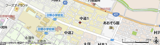 滋賀県蒲生郡日野町中道周辺の地図