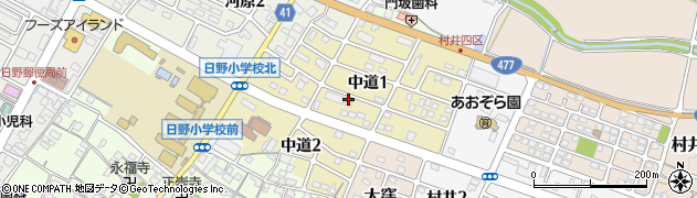 滋賀県日野町（蒲生郡）中道周辺の地図