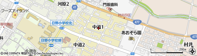 滋賀県蒲生郡日野町中道1丁目周辺の地図