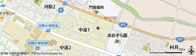 滋賀県蒲生郡日野町中道1丁目73周辺の地図