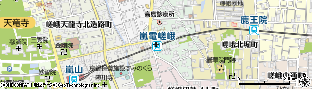 嵐電嵯峨駅周辺の地図