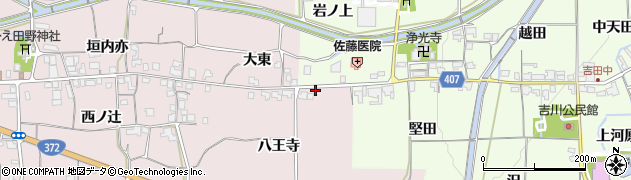 京都府亀岡市稗田野町佐伯（八王寺）周辺の地図