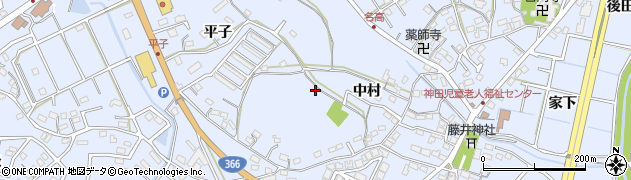 愛知県大府市横根町（中村）周辺の地図