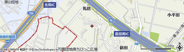 愛知県豊田市花園町馬捨周辺の地図