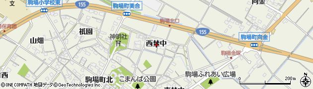 愛知県豊田市駒場町西埜中周辺の地図
