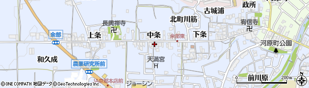 京都府亀岡市余部町（中条）周辺の地図
