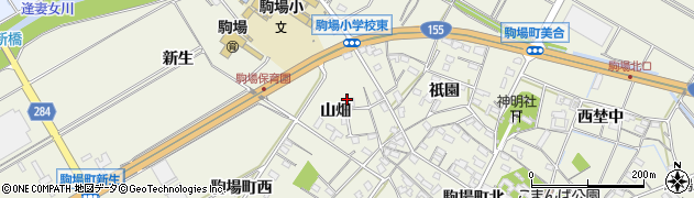 愛知県豊田市駒場町（山畑）周辺の地図