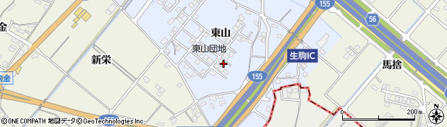 愛知県豊田市生駒町東山197周辺の地図