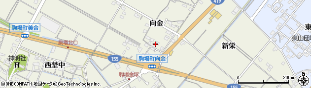 愛知県豊田市駒場町（向金）周辺の地図