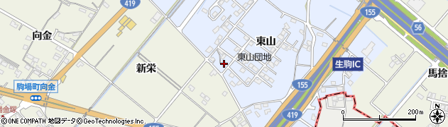 愛知県豊田市生駒町東山82周辺の地図