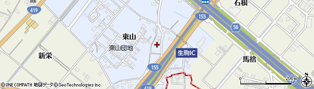愛知県豊田市生駒町東山674周辺の地図