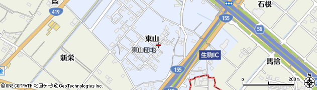 愛知県豊田市生駒町東山周辺の地図