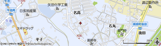 愛知県大府市横根町（名高）周辺の地図