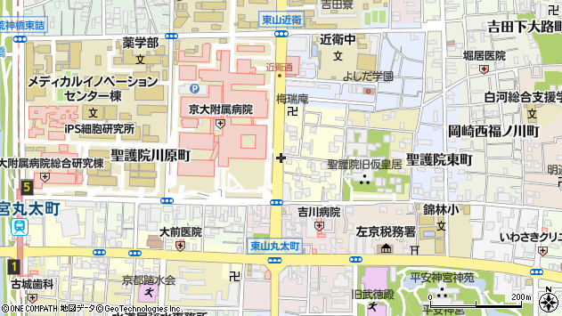 〒606-8391 京都府京都市左京区聖護院西町の地図