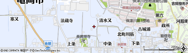 京都府亀岡市余部町（清水又）周辺の地図