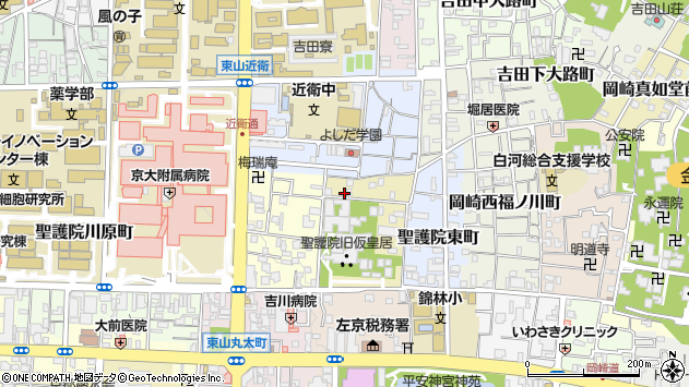 〒606-8324 京都府京都市左京区聖護院中町の地図