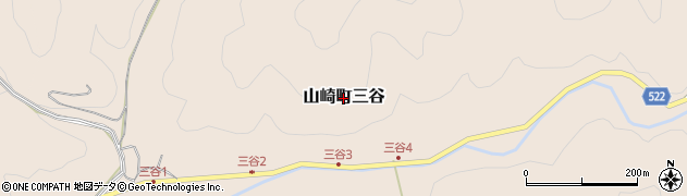 兵庫県宍粟市山崎町三谷周辺の地図