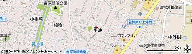 愛知県豊田市吉原町（平池）周辺の地図