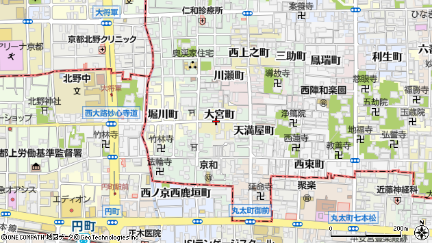 〒602-8363 京都府京都市上京区上の下立売通御前西入上る大宮町の地図