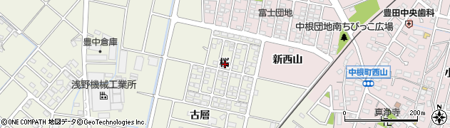 愛知県豊田市花園町桜周辺の地図