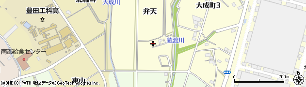 愛知県豊田市大成町（弁天）周辺の地図