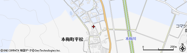 京都府亀岡市本梅町平松（北垣内）周辺の地図