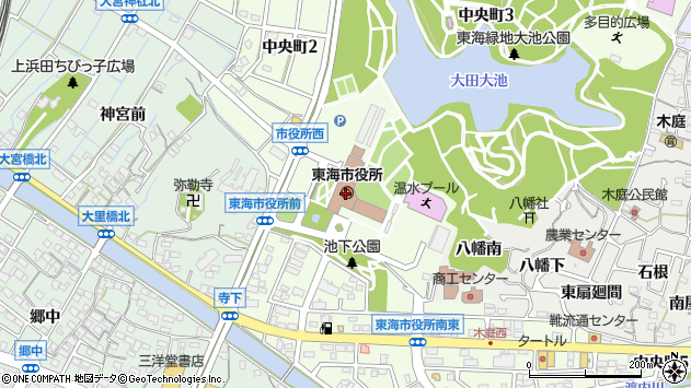 〒476-0000 愛知県東海市（以下に掲載がない場合）の地図